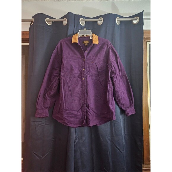 Women's Eddie Bauer Purple and Tan Button-up Shirt - Picture 1 of 7